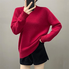 秋冬软糯纯山羊绒衫女V领毛衣加厚宽松套头马鞍肩羊毛针织打底衫，女装羊绒衫，织绒羊