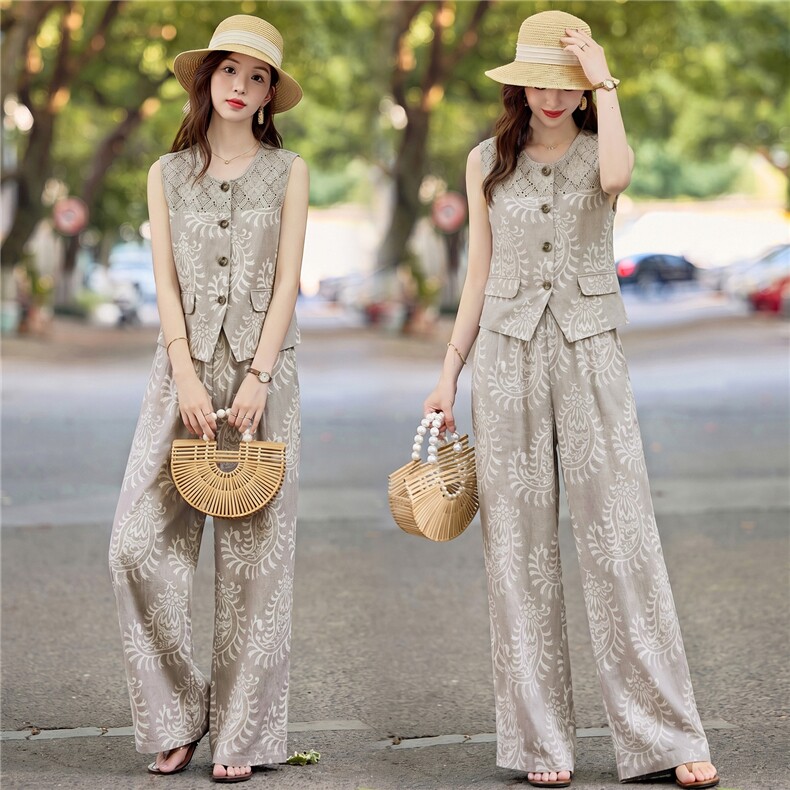 2026夏装新款简约时尚休闲套装女装两件套，女装套装/套裙，美沁