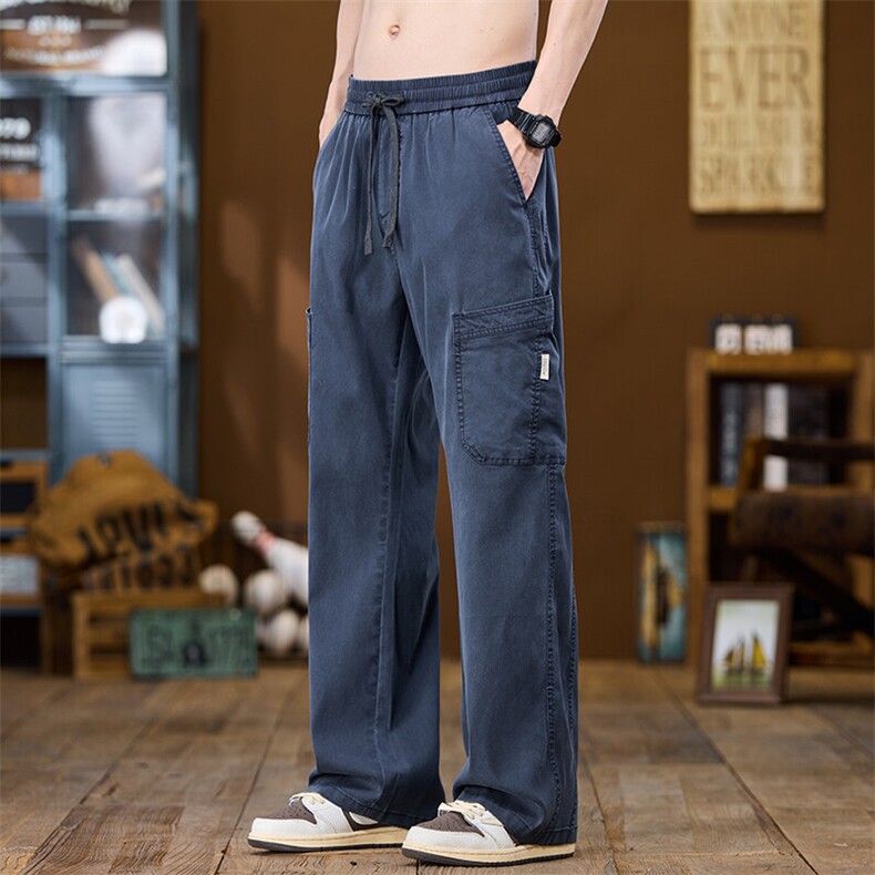 夏季薄款莱赛尔休闲裤子男宽松垂感工装裤男款直筒Z2512-P50,男装休闲裤,星座509