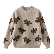 新款百搭双层芝麻点全身小熊刺绣,童装儿童羊毛衫,鑫贝羊绒, 新款百搭双层芝麻点全身小熊刺绣,童装儿童羊毛衫,鑫贝羊绒,