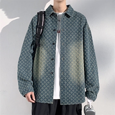 特批P55无差价25春设计感提花牛仔服夹克男时尚大码翻领外套NJ151，男装夹克，电商A001-1