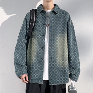 特批P55无差价25春设计感提花牛仔服夹克男时尚大码翻领外套NJ151图片