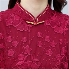 2022年秋冬新款蕾丝旗袍婚庆喜宴中长修身显瘦百搭专柜品质连衣裙图片
