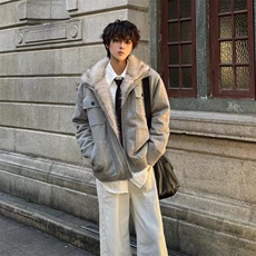 美式毛领座山雕棉服男款冬季加绒加厚针织衫毛衣外套短款保暖棉衣，男装针织衫/毛衣，星座506A