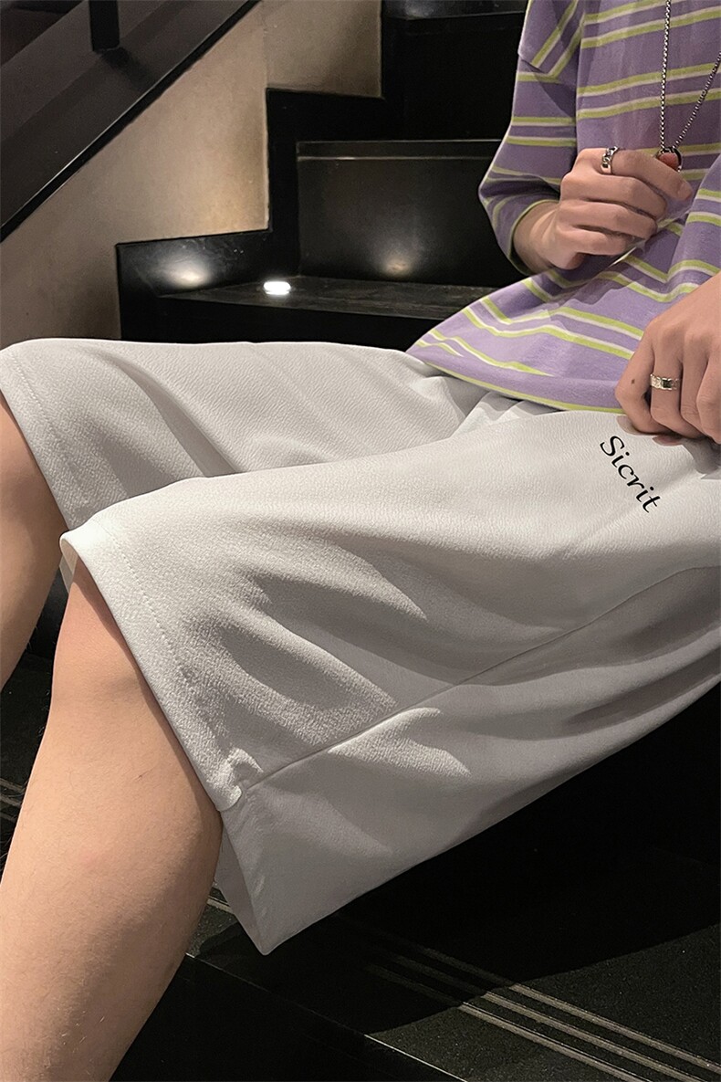 MK37098-P15冰丝短裤男士大码宽松休闲五分裤男运动中裤港风,男装休闲裤,电商A040