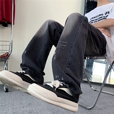 美式高街hiphop刺绣牛仔裤男女潮牌宽松直筒阔腿情侣裤70422-p40，男装牛仔裤，星座1008