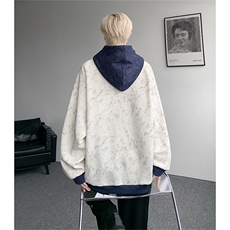 WY10158-特P55控98新款连帽撞色解构拼接大码男宽松情侣卫衣，男装卫衣，电商A059