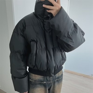 pu皮廓形短款棉服男冬季加厚保暖美式三防棉衣外套高级感痞帅棉袄图片