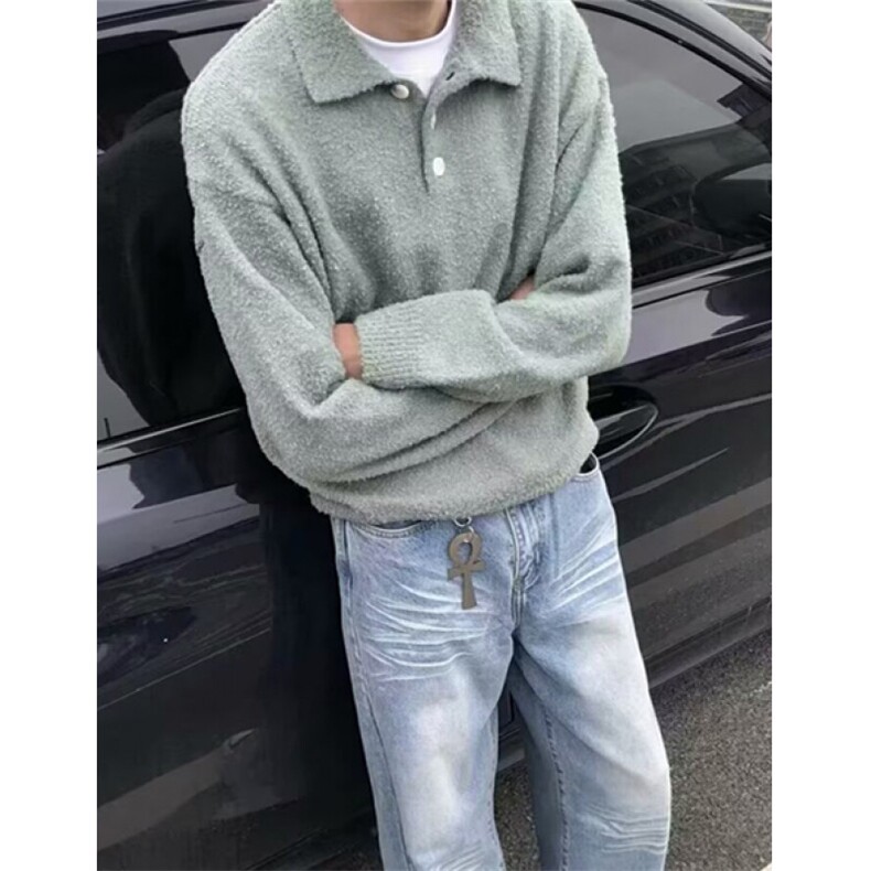 【005】秋冬季翻领polo衫毛衣女上衣刺绣针织衫A079-M5228-P50,男装针织衫/毛衣,电商A079