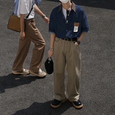 A372新款男女情侣休闲长裤高品质水洗休闲直筒裤，男装休闲裤，电商A338