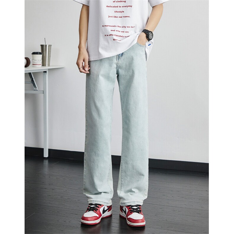 夏季黄泥色直筒弹力牛仔裤男2026春夏新款美式高街长裤YZ87-P50,男装牛仔裤,星座509