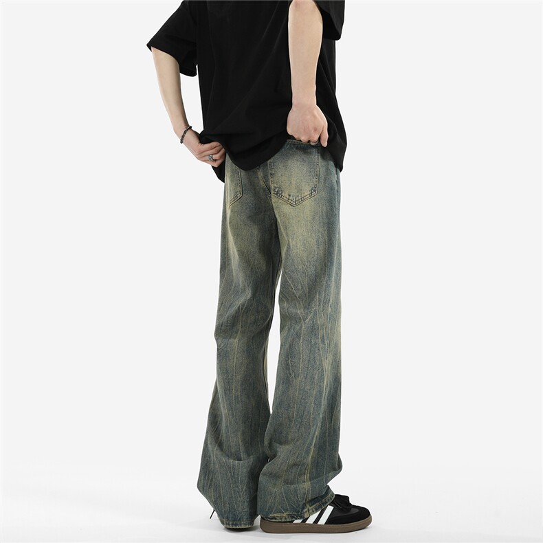C315-G3022现货高质量高街复古重工洗水猫须马骝牛仔裤(P65限89)4，男装牛仔裤，电商C315