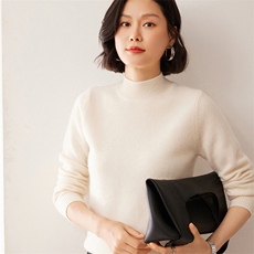 2025秋冬新款女士7针双股正肩半高领衫，女装羊绒衫，拓驰羊绒