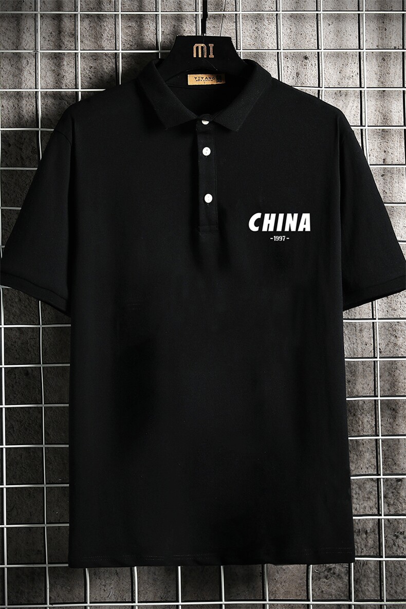 PL57248-P35翻领短袖polo衫男大码胖子半袖t恤男有领保罗衫网格,男装Polo衫,电商A040A