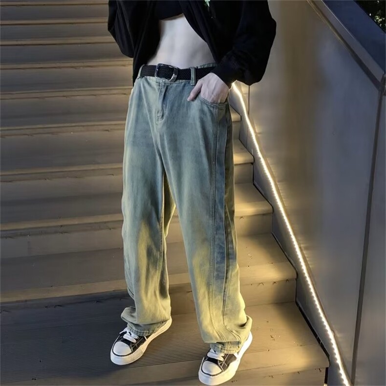 牛仔裤男夏季潮大码休闲裤子黄泥CT002P43图片