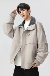 加绒外套男款2025冬季新款加厚保暖工装防风夹克立领JR2151-P110图片