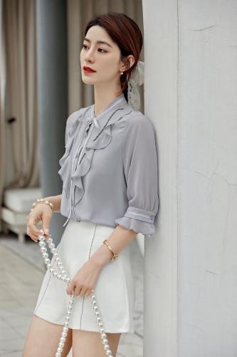 2021新款短袖真丝双皱,女装,初婇