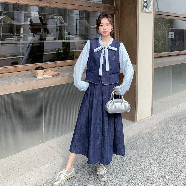 【】春季新款牛仔马甲三件套2C057-8203-P185-K298,女装套装/套裙,2C057