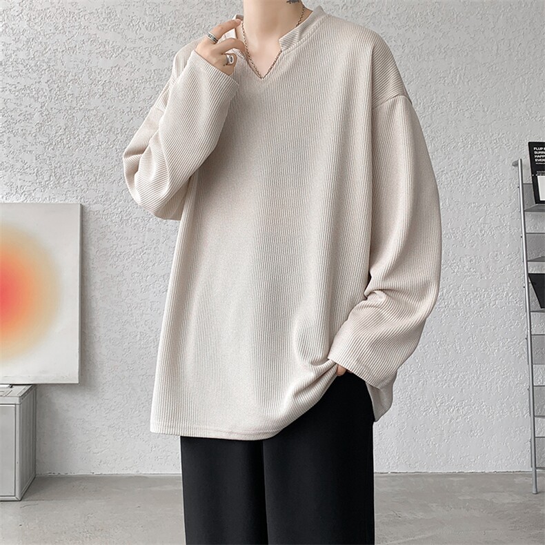 8XL-M长袖打底衫T恤V领针织体恤麦穗条卫衣加肥加大码TX3102特P35图片
