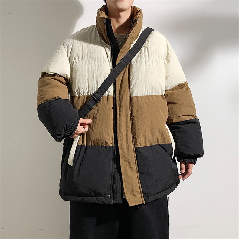 港风2026新品冬季宽松情侣装撞色棉衣棉服冬装加厚外套D007-P90,男装棉衣,星座717