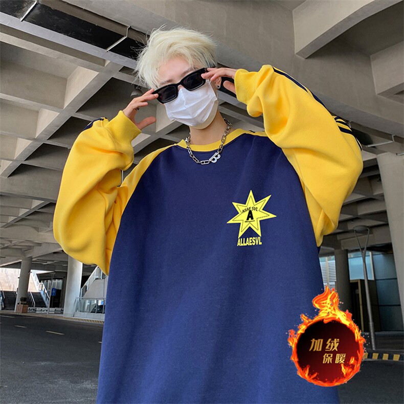 抖音得物供货提供视频秋冬重磅美式宽松织带圆领卫衣0710,男装卫衣,电商A486