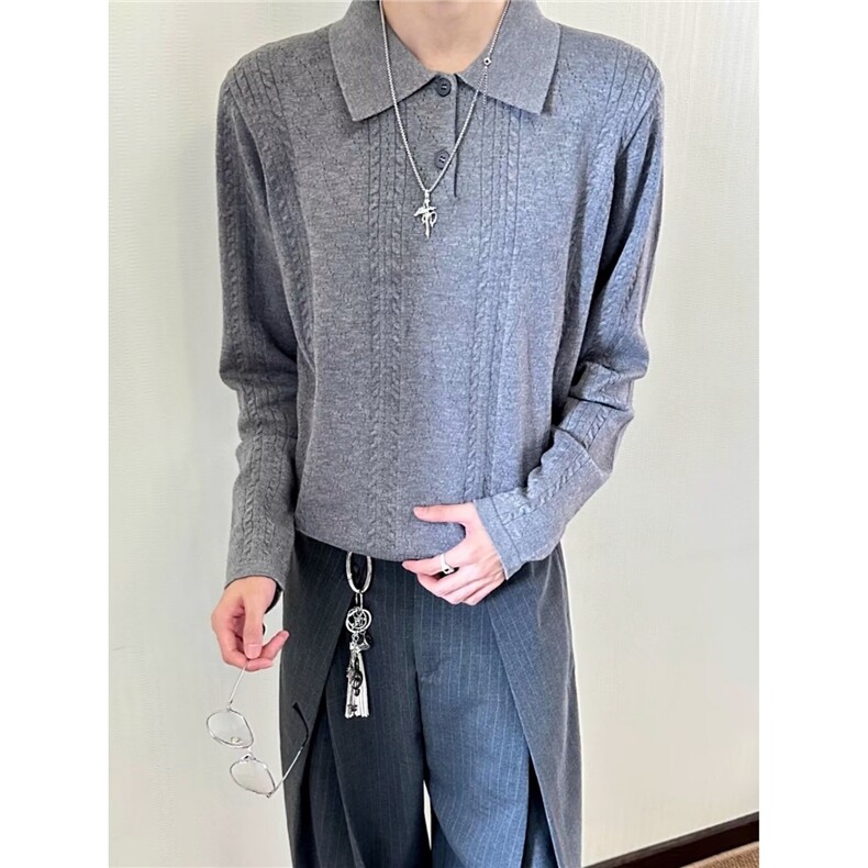 网图老钱风POLO领针织衫毛衣W1592/特P58,男装Polo衫,电商B350