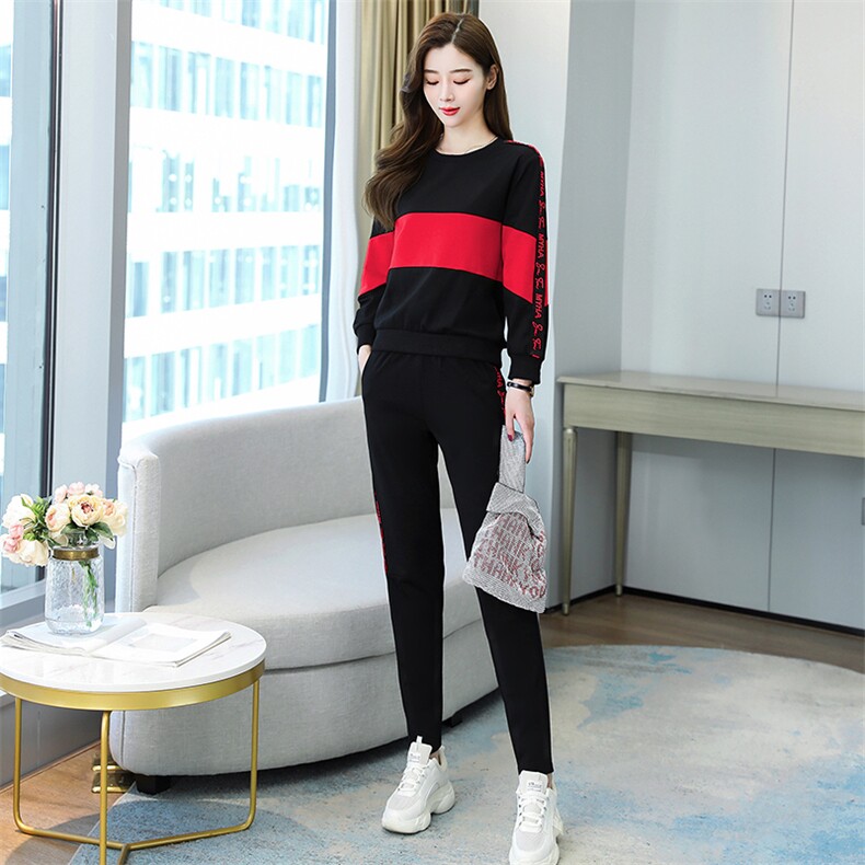 早春休闲运动套装女两件套2023新款春装大码女装微胖显瘦遮肉洋气,女装套装/套裙,梦依杭