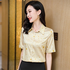 大牌真丝衬衫女短袖印花杭州桑蚕丝上衣衬衣气质小衫半袖2025夏装，女装衬衫，阿舍尔精品