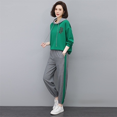 时尚字母刺绣休闲两件套女宽松显瘦运动服套装，女装套装/套裙，依恋蒂丝
