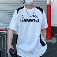 2026夏装新款薄款宽松拼接短袖印花五分袖T恤T6603/特P30白色，男装T恤，电商A094