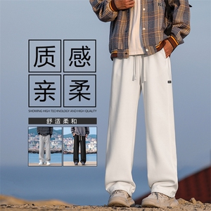 华棉运动裤子男秋季宽松直筒阔腿卫裤垂感休闲长裤X1695-特批-39图片