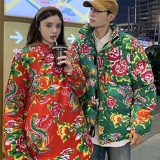 902情侣组合装棉衣外套保暖防寒男女东北大花袄风汉服团队服，男装棉衣，星座115A(原星座507）