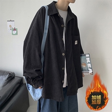 秋冬灯芯绒加绒加厚长袖衬衫外套港风保暖宽松中性风潮H222/P65，男装衬衫，电商A221A