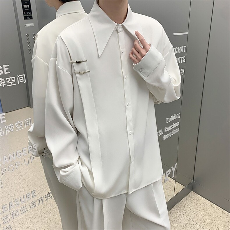 新中式风衬衫男长袖春秋2024新款大码外套宽松复古衬衣3368P50,男装衬衫,星座410-2