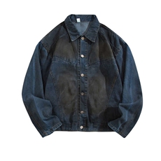 春秋美式牛仔外套男高复古痞帅潮牌做旧废土风休闲宽松翻领夹克潮，男装工装外套，星座505-2（原电商A260-1)