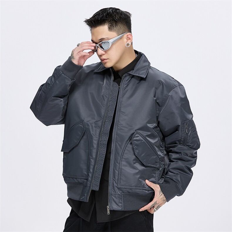 新款秋冬季潮牌宽松飞行员加厚夹克外套男 A436-980-P105148图片