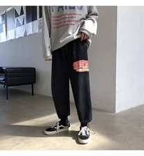 港风休闲裤男潮流宽松束脚裤运动印花卫裤NK05-P50，男装休闲裤，星座1501