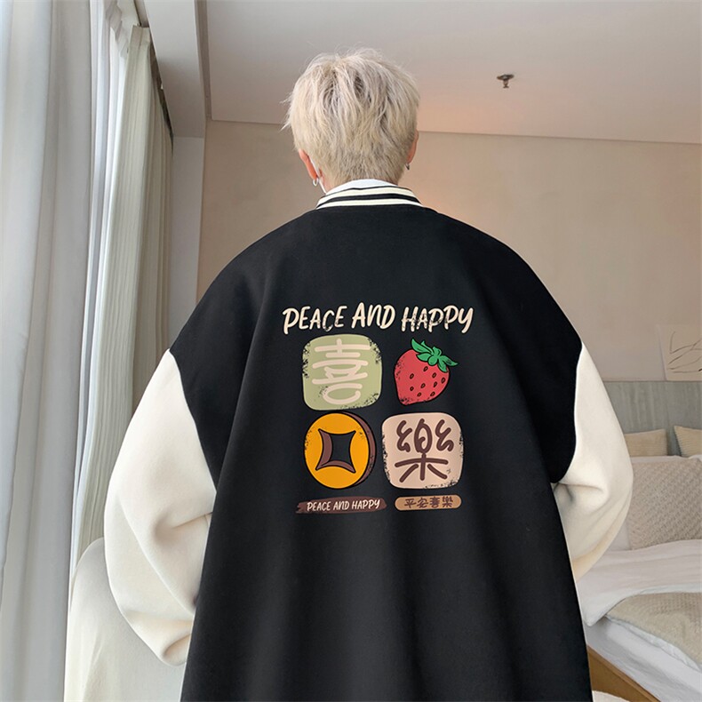 摇粒绒棒球服男大码开衫卫衣男夹克 BF86322-P65图片