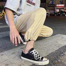 新款冰丝休闲裤裤子男学生运动直筒九分裤2023-特批20,葫芦丝吹奏龙的传人服装搭配图片