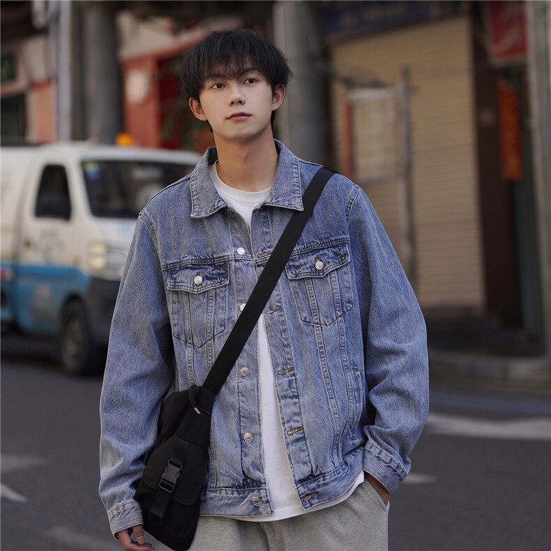 24款新款纯色净版水洗牛仔夹克上衣N606/P98,男装夹克,星座202