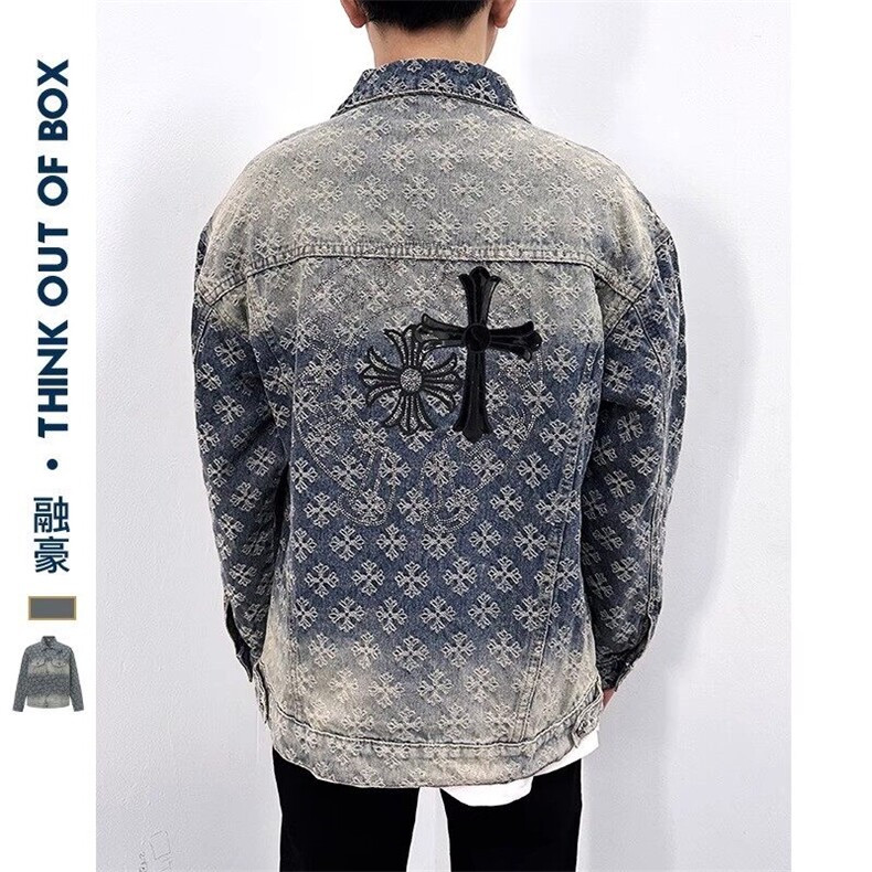 美式高质量重工提花十字架烫钻牛仔外套复古百搭上衣男JK1173-P88,男装夹克,星座1103-3