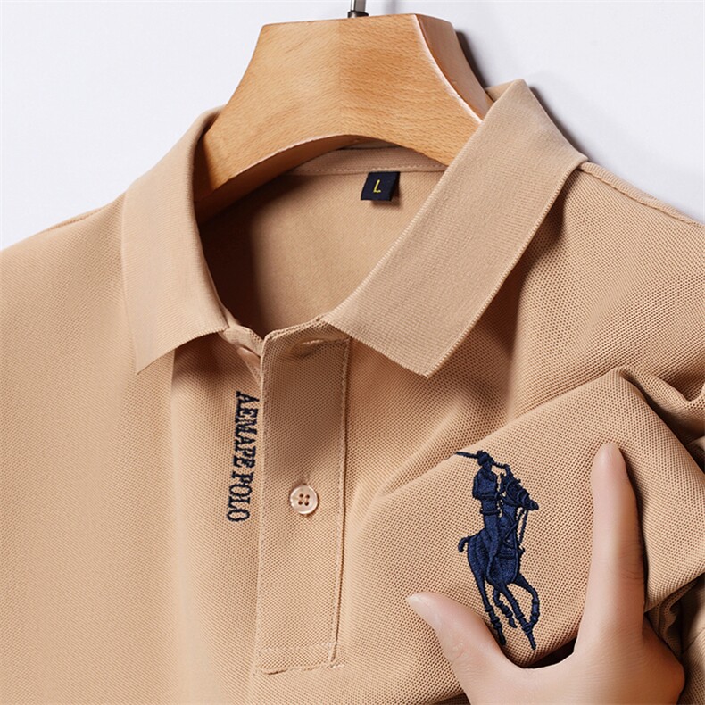 2024高端夏季带领休闲Polo衫男短袖时尚翻领T恤纯色中青年半袖,男装Polo衫,电商B212（原钱塘6029）