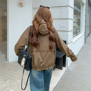 2026年春季连帽休闲宽松时尚百搭外套，女装短外套，文熹诺