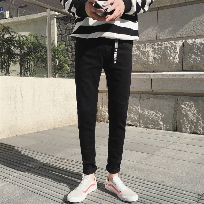 2024春街拍港风小脚牛仔裤休闲裤潮纯色K186-1-P33,男装牛仔裤,星座103A
