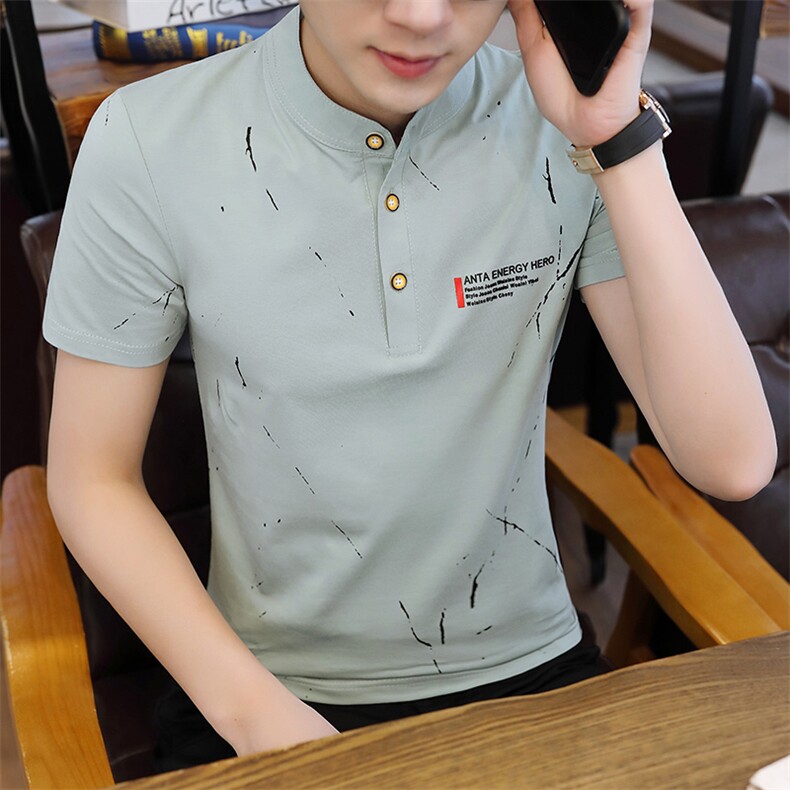 2021夏季立领Polo衫纯棉时尚短袖男休闲上衣DSA158-T0778,男装Polo衫,星座310B-3