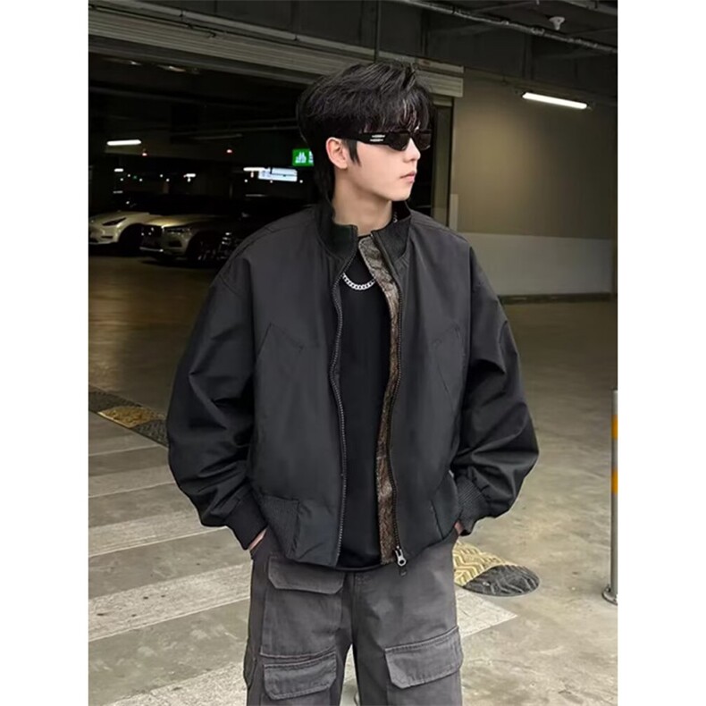 座山蟒美式春秋款cleanfit新款男款短款飞行员高级夹克外套W4126,男装夹克,星座601-1