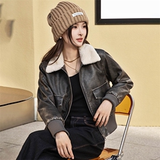 加绒皮衣女2024秋冬新款小个子加厚短款洋气机车服皮夹克棉衣外套，女装皮衣，潮流依族