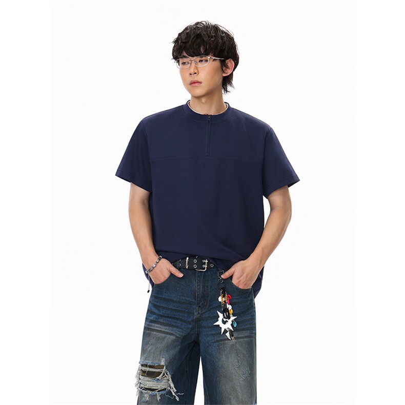 cleanfit黑色短袖T恤男2025新款潮牌宽松情侣青少年初中生五分袖,男装T恤,电商A003