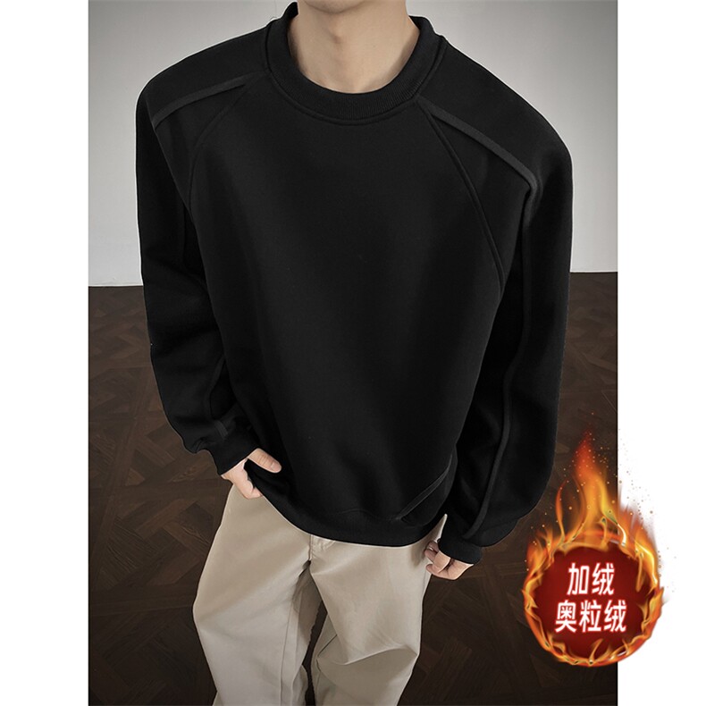 500克重磅拼接结构板圆领卫衣撞色加绒奥粒绒外套 RH5317JR-P57图片