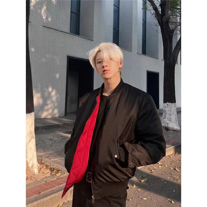 网图boxy正肩型男红内里防泼水短款夹克版棉服外套W1826/特P88,男装夹克,电商B350